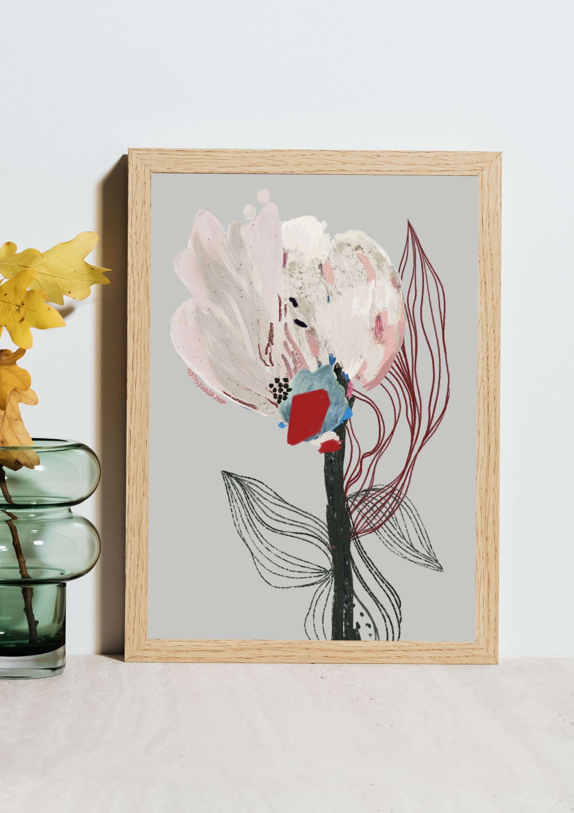 Print #Flor02 da A'IUNE em composição decorativa, com destaque para as cores e pinceladas da aquarela.