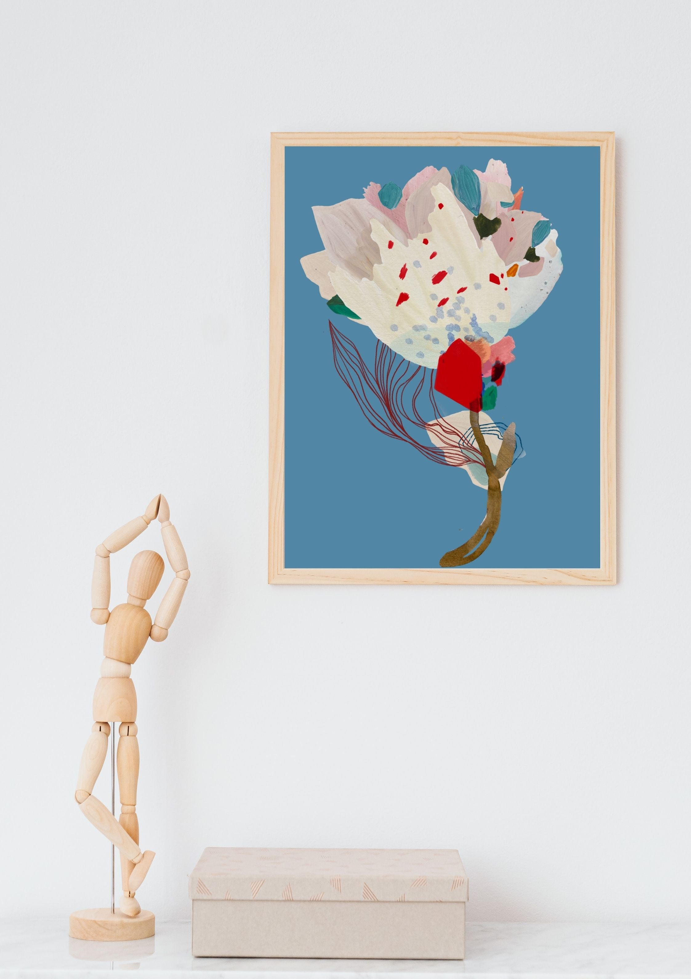 Print #Flor01 da A'IUNE em composição decorativa, com destaque para as cores e pinceladas da aquarela.